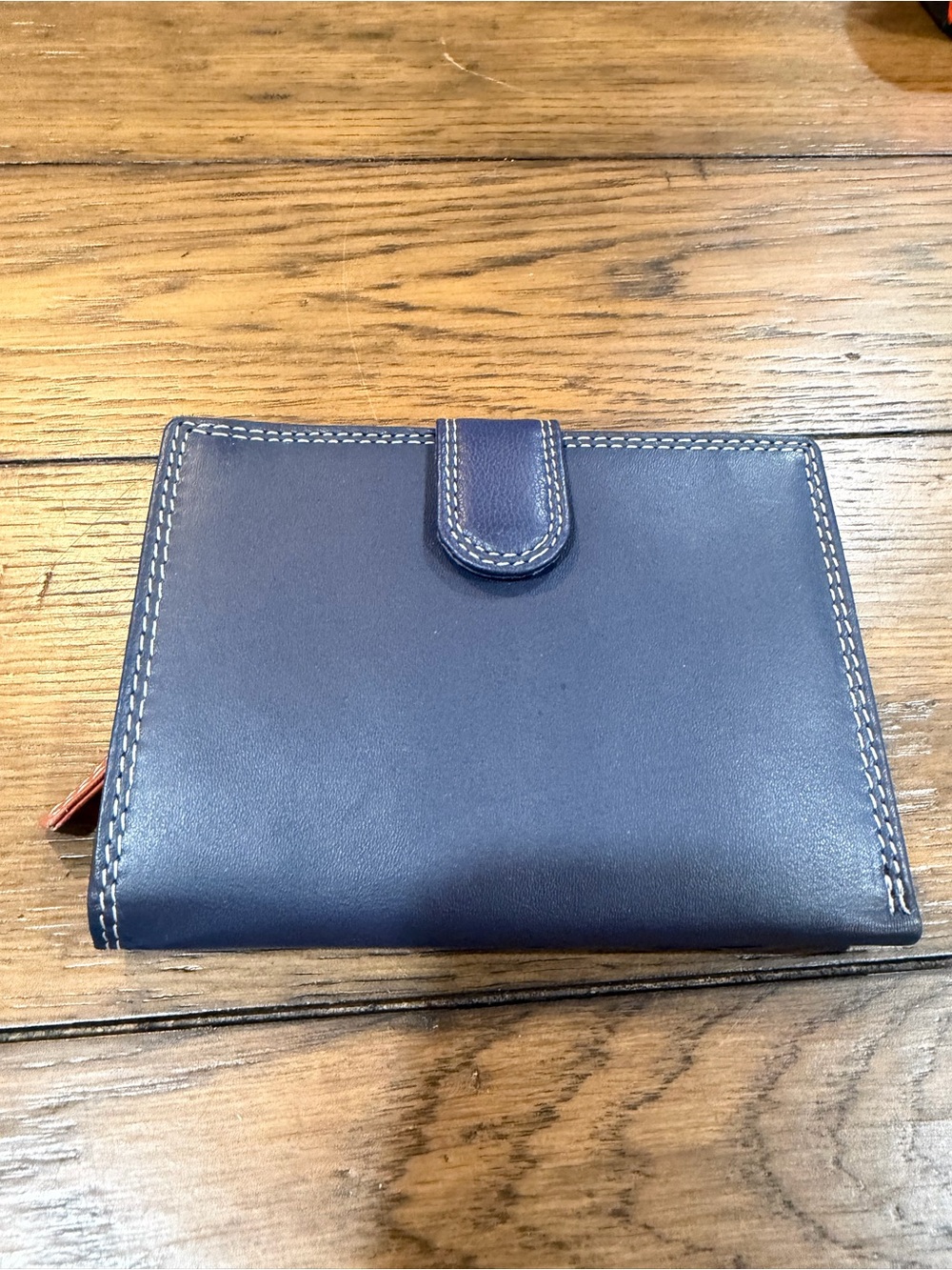 Source Unknown Navy Blue Leather Key & Card Holder
